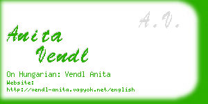 anita vendl business card